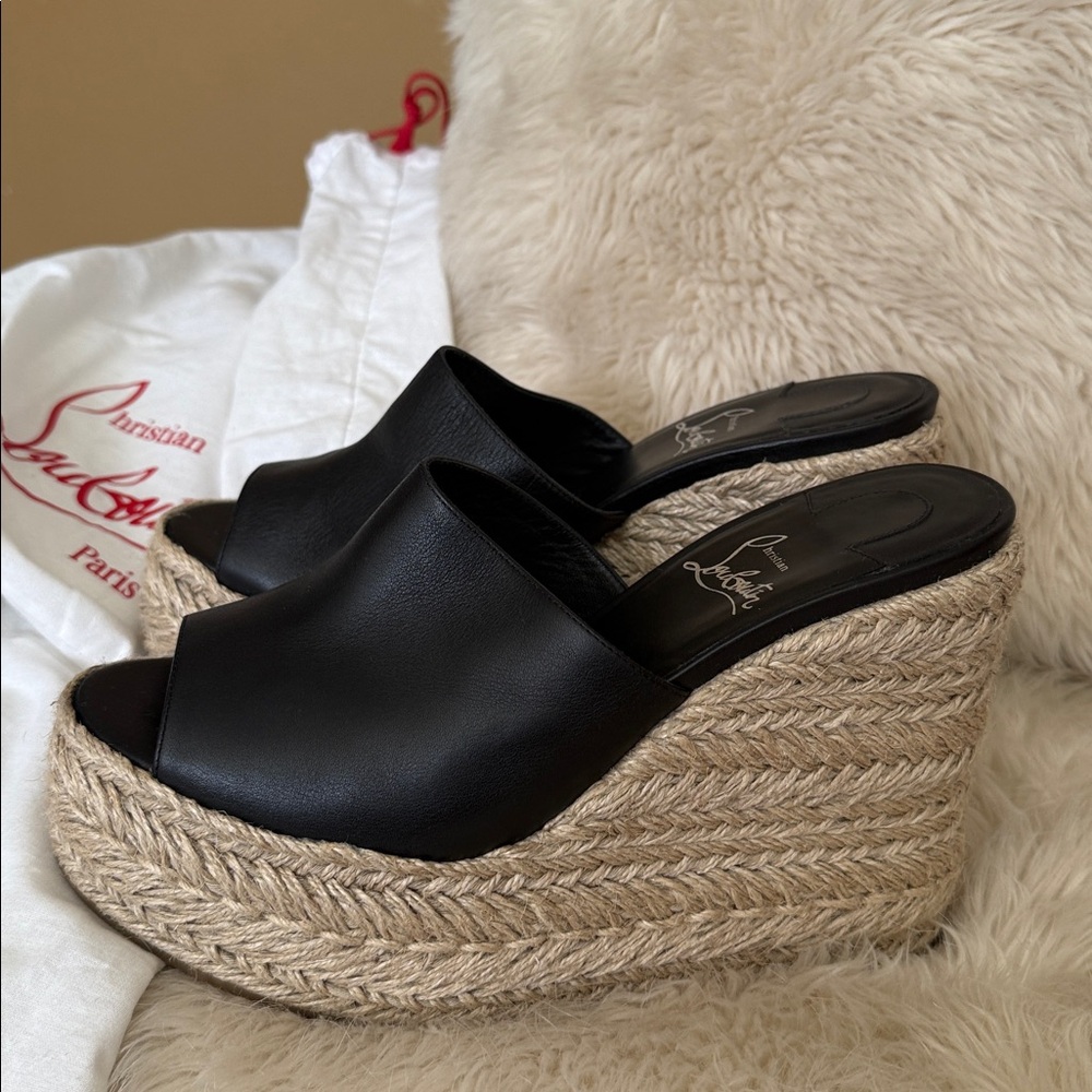 Christian Louboutin Black Wedge Sandals - Picture 3 of 5